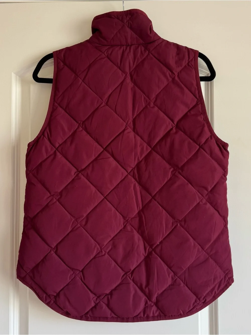 J. Crew Quilted Down Vest in Deep Burgundy